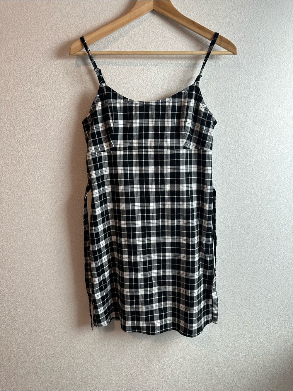 BRANDY MELVILLE John Galt Black/White Gingham Plaid Mini Dress XS